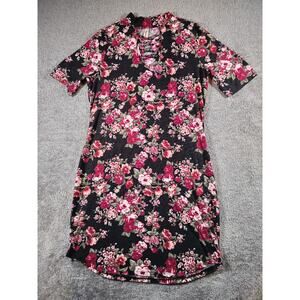 B&B Boutique Women's Size Medium Bright Pink Light Pink Black Floral Dress